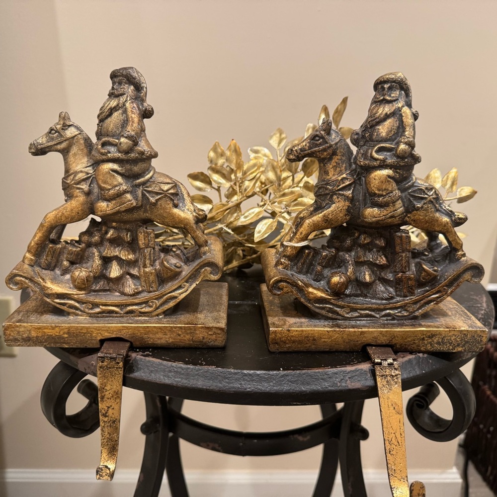 Gold and Brown Santa Claus Stocking Holders